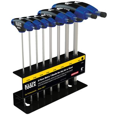 Klein Tools JTH68M 8 Piece Metric T-Handle Hex Key Set with Stand