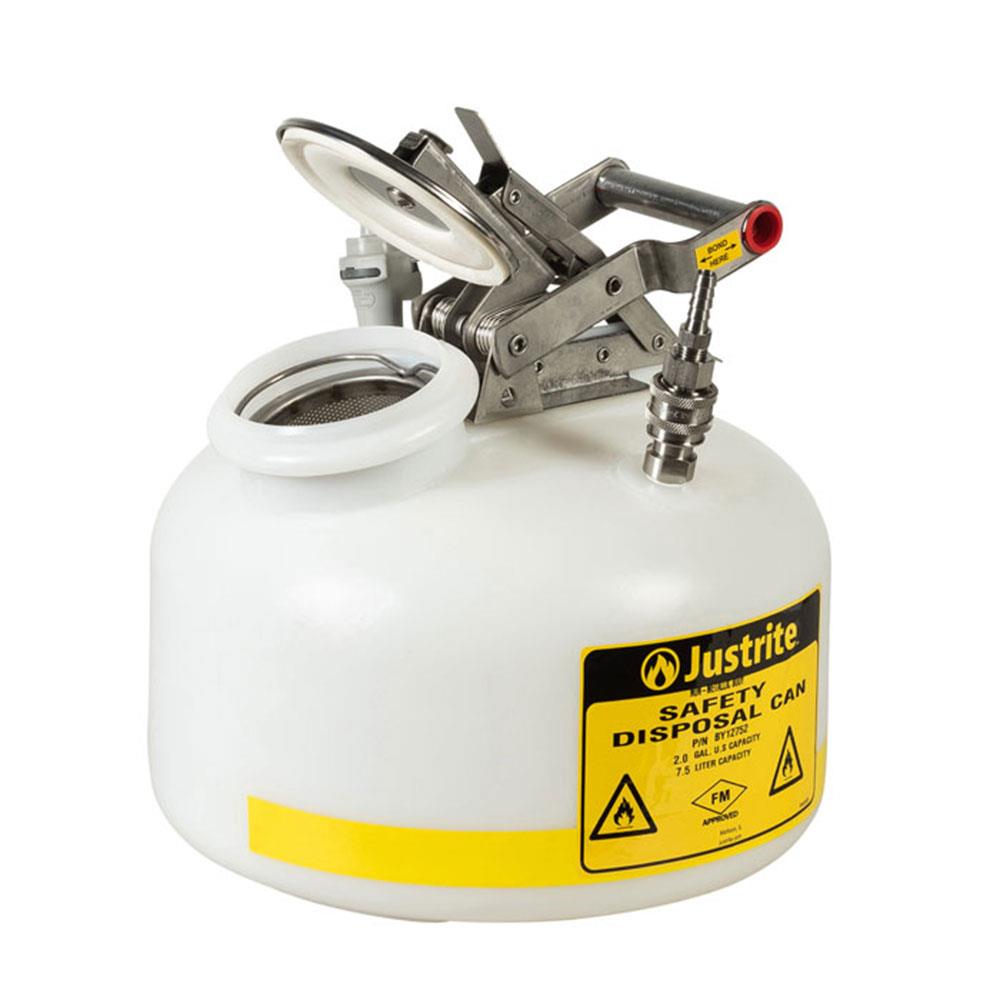 Justrite HPLC QuickDisconnect Safety Disposal Cans, 8 Litres available