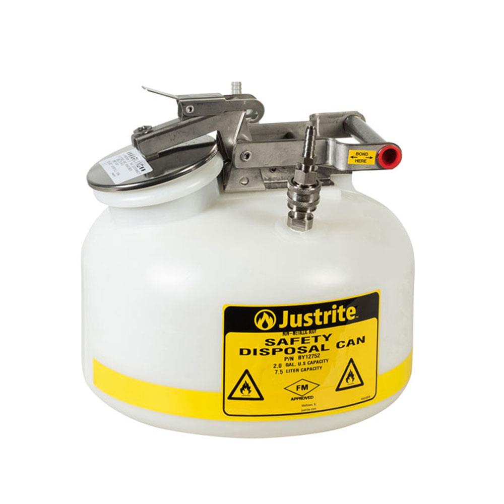 Justrite HPLC QuickDisconnect Safety Disposal Cans, 8 Litres available