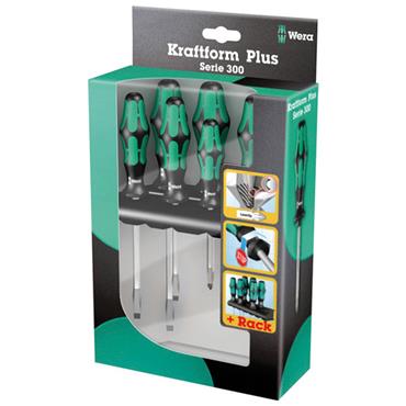 Wera 05007681001 334 SK/6 6 Piece Mixed Kraftform Plus Lasertip and Rack Screwdriver Set