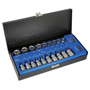 Laser 2982 Star Socket Set 3/8"D and 1/2"D, 27 Pieces