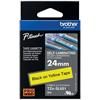 BROTHER P-Touch TZe 24mm x 8m Black on Yellow Self-Laminating Tape Cassette, BA80644