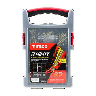 TIMCO VYGPACK Velocity Premium Multi-Use Screws, PZ, Double Countersunk,Yellow, 600 Piece 