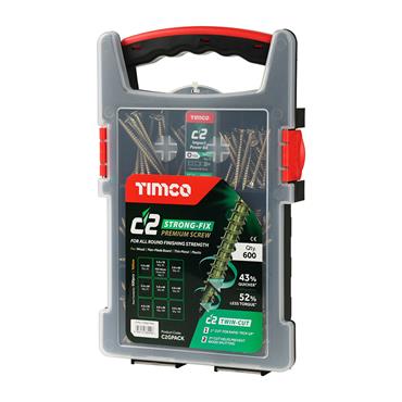 TIMCO C2GPACK C2 Strong-Fix Premium Screws , PZ, Double Countersunk, Yellow, 600 Piece