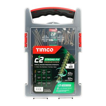 TIMCO C2GPACK C2 Strong-Fix Premium Screws , PZ, Double Countersunk, Yellow, 600 Piece