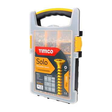 TIMCO TRAY1200 Solo Chipboard & Woodscrews, PZ, Double Countersunk,Yellow, 1200 Piece