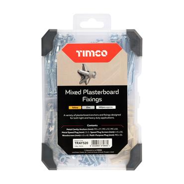 TIMCO TRAY520 Plasterboard Fixings, Mixed Tray, 102 Piece Set