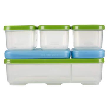 Rubbermaid 1806233 5 Piece Lunch Blox Entree Kit - Clear with Green Lid