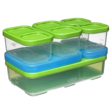 Rubbermaid 1806233 5 Piece Lunch Blox Entree Kit - Clear with Green Lid