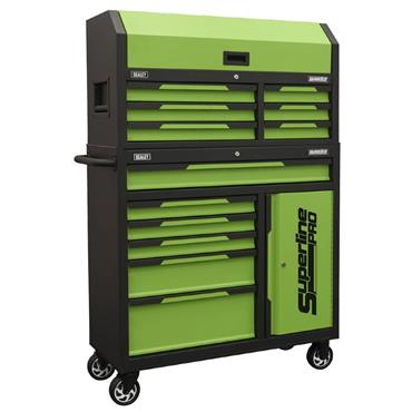 SEALEY AP1080HVG Superline Pro Topchest & Rollcab Combination 12 Drawer & 1 Door Cupboard - Green