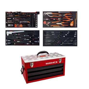 BAHCO 1483KHD3RB-FF2 Metallic Tool Box Aviation Toolkit, 152 Piece Kit