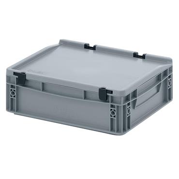 Auer Packaging ED43/12HG 10 Litre Euro Container with Lid - Silver Grey
