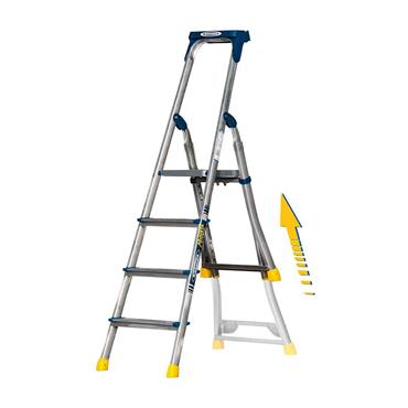 WERNER 75076 ADUSTA STEP PRO Adjustable Rear Section Lightweight Aluminium Ladder , 4 Step