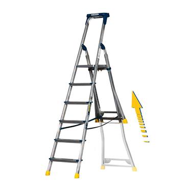 WERNER 75077 ADUSTA STEP PRO Adjustable Rear Section Lightweight Aluminium Ladder , 6 step