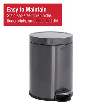 RUBBERMAID 2179250 6L Stainless Steel Round Step-On Wastebasket