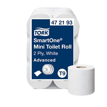 TORK 472193  T9SmartOne Mini Toilet Roll White, Pack of 12