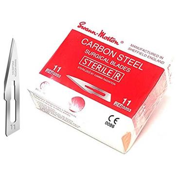 SWANN MORTON 0203 No.11 Carbon Steel Sterile Scalpel Blades, Pack of 100