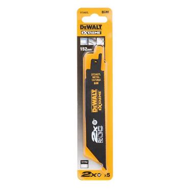 DeWALT DT2407L-QZ 14/18 TPI 2 x 5 Piece Metal Cutting Life Recip Blade, 152mm