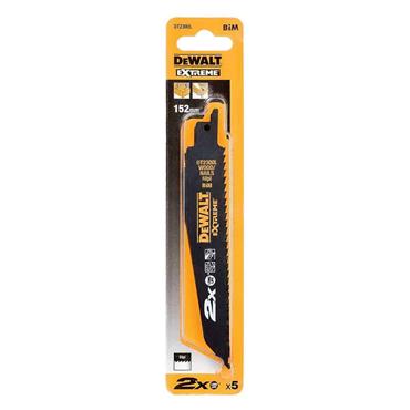 DeWALT DT2300L-QZ 6TPI Wood Plus Nails 2 x 5 Piece Life Recip Blade, 152mm