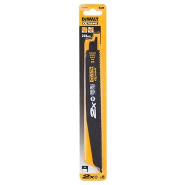 DeWALT DT2307L-QZ 6TPI Wood Plus Nails 2 x 5 Piece Life Recip Blade, 228mm