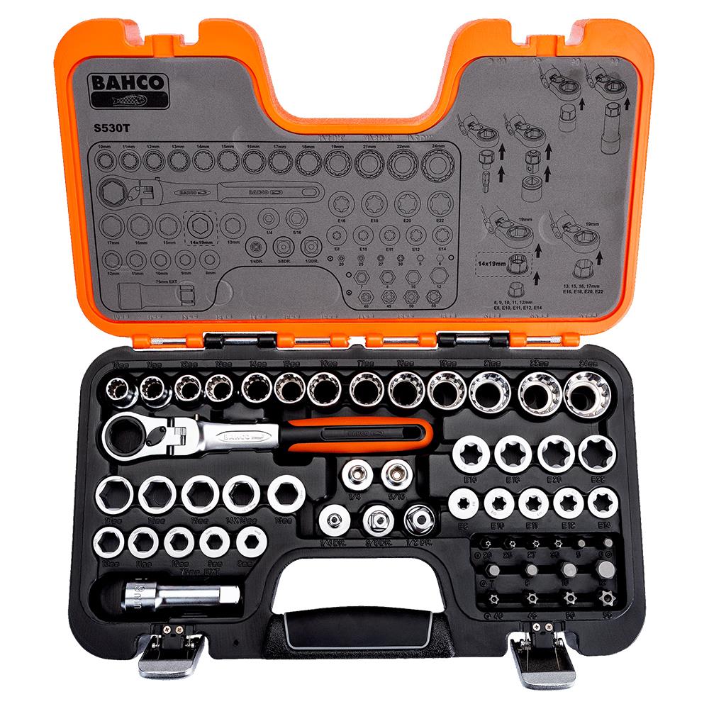 Bahco S530T 53 Piece Metric Pass Through Socket Set available online