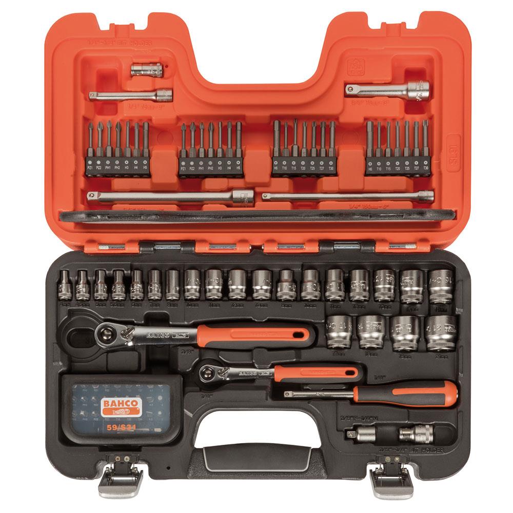 BAHCO SL91 91 Piece Slim Ratchet 1/4'' and 3/8'' Drive Socket Set
