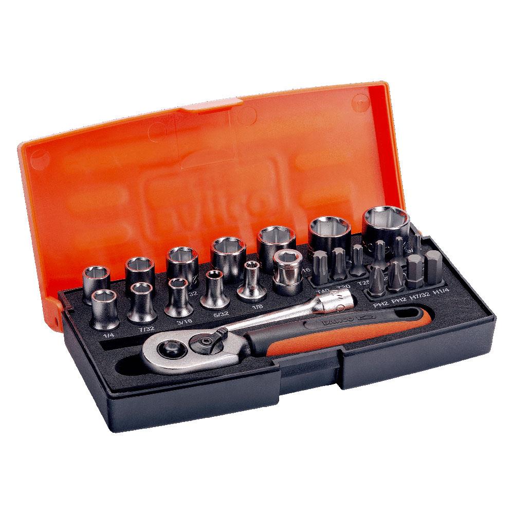 Bahco SL25AF 25 Piece 1/4" Drive Imperial Socket and Bit Set available