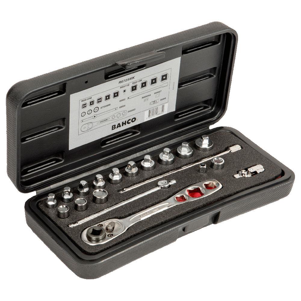 Bahco R6725MK 10 Piece 1/4" Square Drive Socket Set with Metric Hex Profile & Refrigeration
