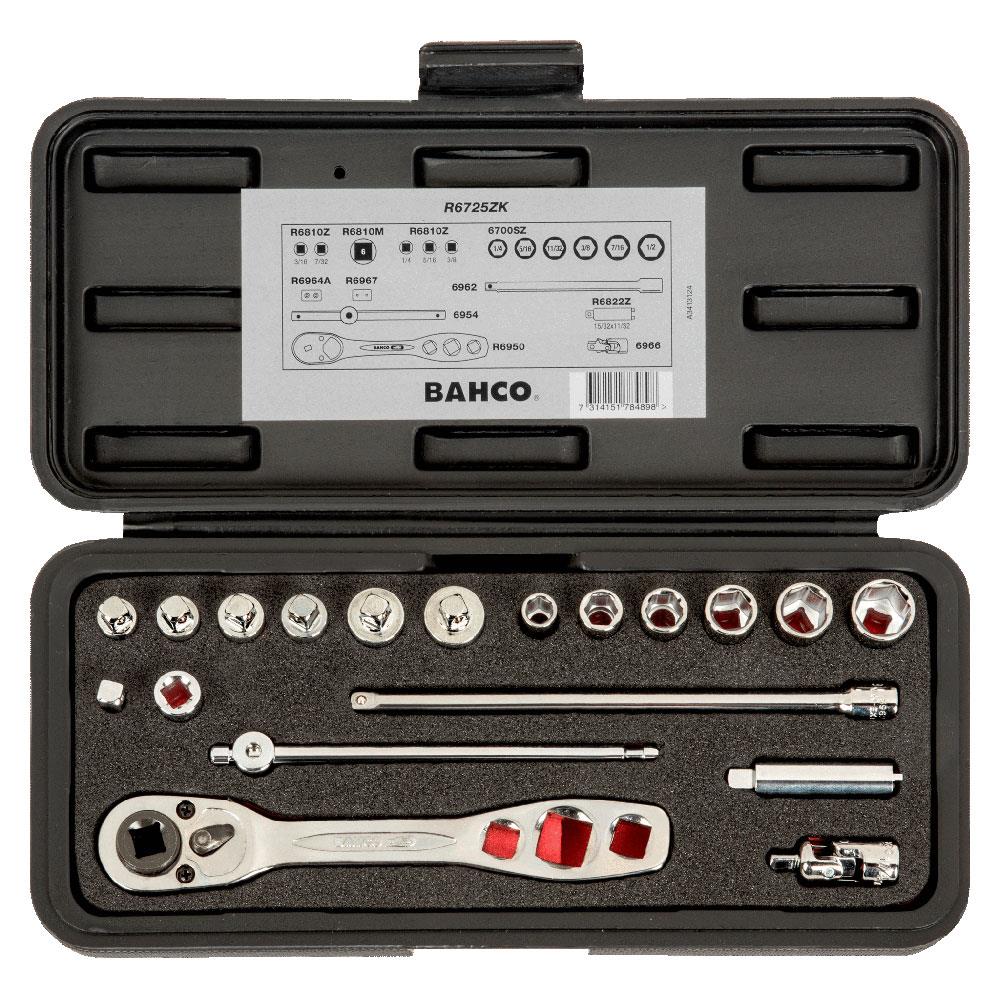 Bahco R6725ZK 19 Piece1/4" Square Drive Socket Set with Imperial Hex