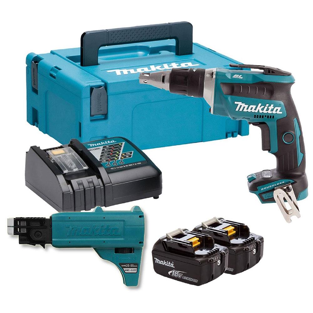 Makita DFS452FJX2 18V Brushless Drywall Screwdriver with Autofeed