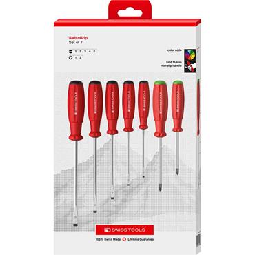 PB SWISS TOOLS PB 8250 P CBB Screwdriver Set,  Pozidrive/Slotted, 7 Piece Set