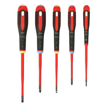 BAHCO BE-9882SL ERGO Slim VDE Insulated Slotted and Pozidriv Screwdriver Set with 3-Component Handle