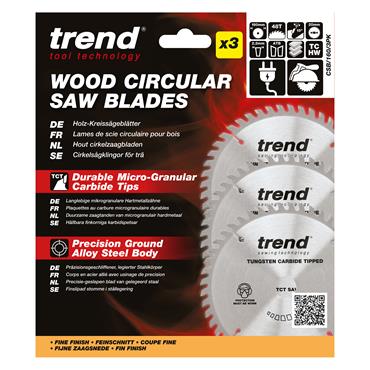 TREND 160mm X 20mm X 48T Diameter Craft Saw Blade, 3 pack CSB/160/3PK