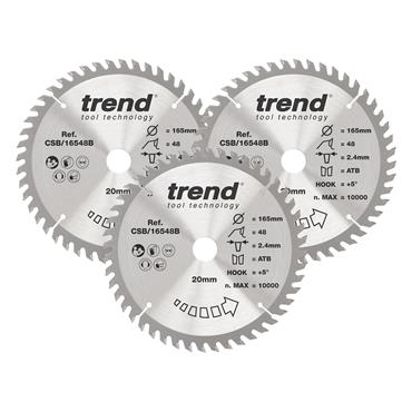 TREND 165mm X 20 X 48T Diameter Craft Saw Blade, 3 pack CSB/165/3PK/A 