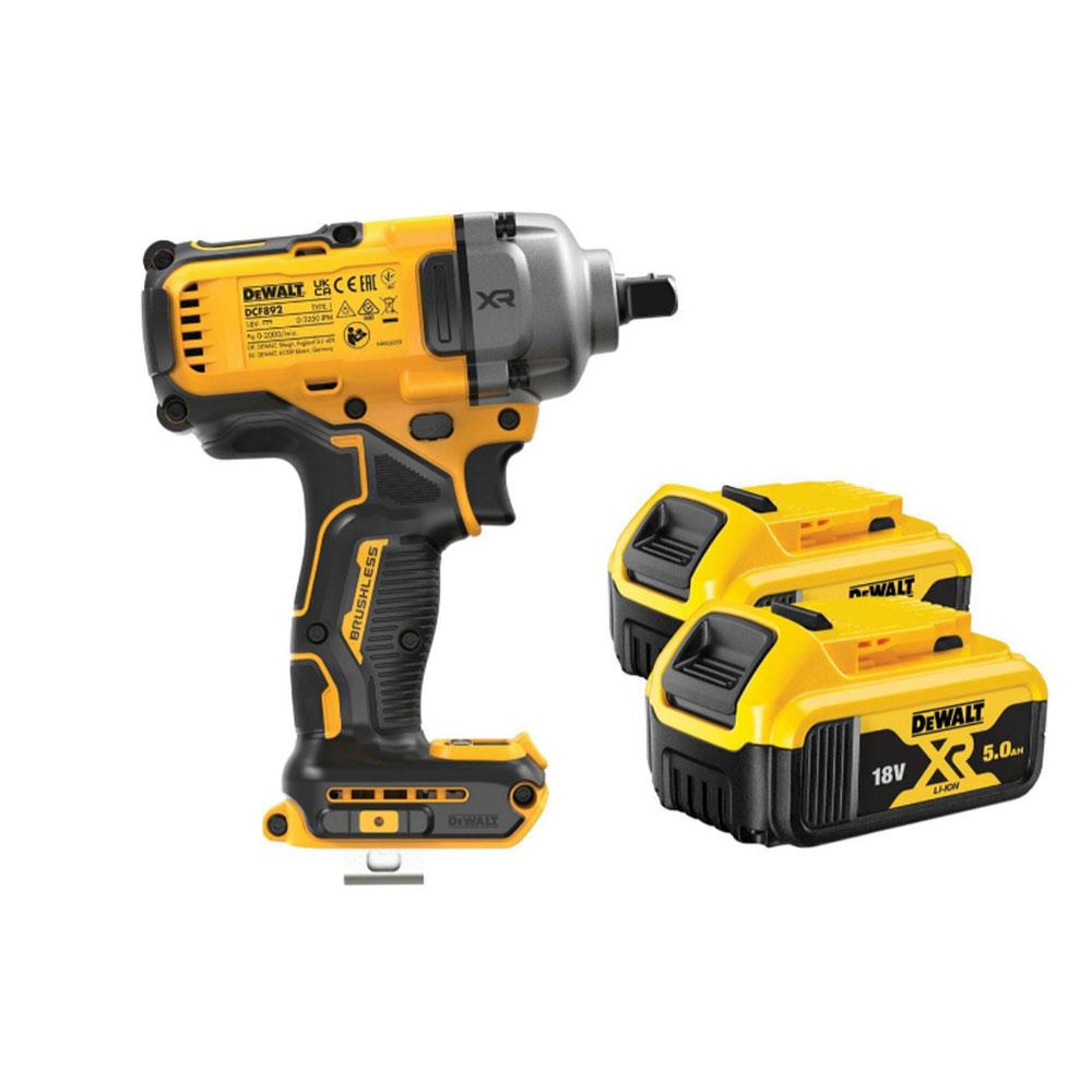 DEWALT DCF892P2TGB 18V High Torque 12" Impact Wrench, 2 x 5.0Ah