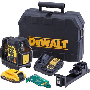 DEWALT DCLE34021D1-GB 18V Compact Cross Line Green Beam Laser , 1 x 2.0Ah Batteries