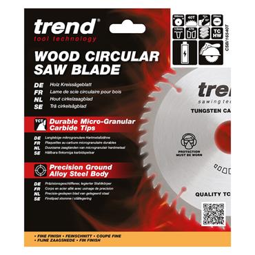 TREND 165x20x40T Craft Pro Fine Finish Cut Thin Kerf Saw Blade for Cordless Circular Saw- CSB/16540T