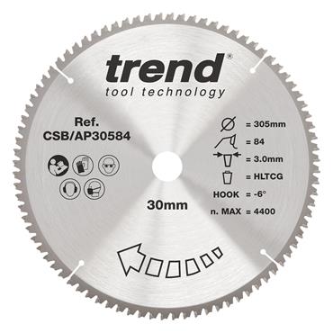 TREND 305 x 30 x 84T Craft Saw Blade Aluminium and Plastic - CSB/AP30584 