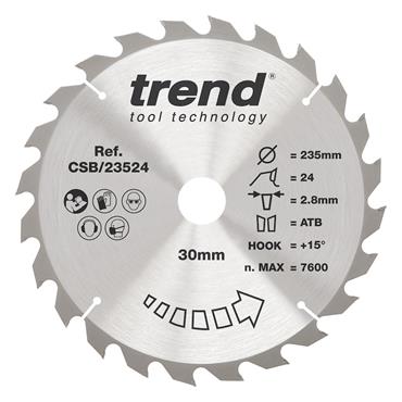 TREND 235 x 30 x 24T Craft Pro General Purpose Saw Blade for Hand Held Circular Saws- CSB/23524
