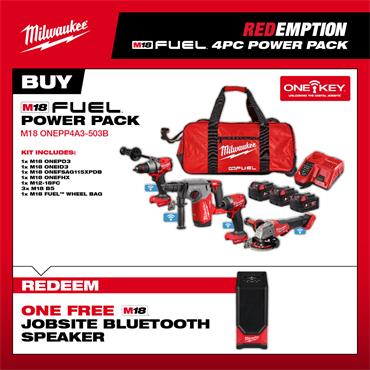MILWAUKEE M18ONEPP4A3-503B 18V Fuel One-Key 4 Piece Tool Kit, 3 x 5.0Ah Batteries
