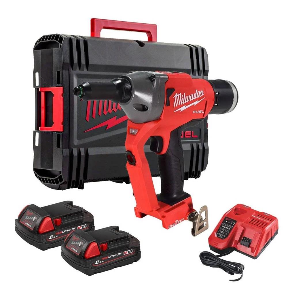 Milwaukee M18ONEFPRT-202X FUEL Riveting Tool, 2 x 2Ah Batteries ...