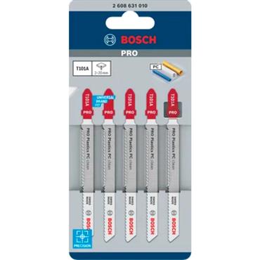 Bosch 2608631010 PRO Plastics PC Clean T101A 100mm Jigsaw Blade, Pack of 5