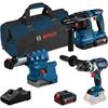 BOSCH 0615A5008A 3 Piece Tool Kit, GBH 18V-22 Solo, GSB 18V-110C & GDE 18V-12