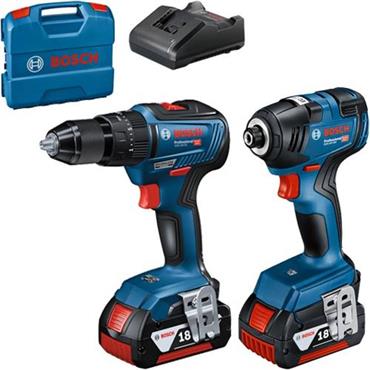 Bosch 0615A5008D 18V Brushless Twin Pack, GSB 18V-55 Combi Drill & GDR 18V-200 Impact Driver 