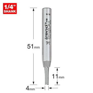 Trend 4mm Diameter Two Flute Cutter, 3/01X1/4TC
