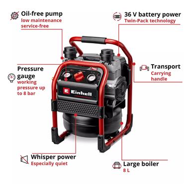 Einhell SILENZZO 36/210  Cordless Air Compressor Bare Unit 4020380 