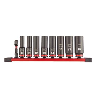 MILWAUKEE  4932480455 3/8" Shockwave Deep Impact Socket Rail Set 9 Piece