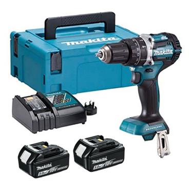 MAKITA DHP484RTJ 18V LXT Brushless 2 Speed Combi Drill, 2 x 5.0Ah Batteries