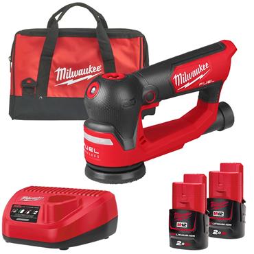 MILWAUKEE M12FSDR75-202B M12 FUEL 75 mm Random Orbit Sander, 2 x 2.0Ah Batteries