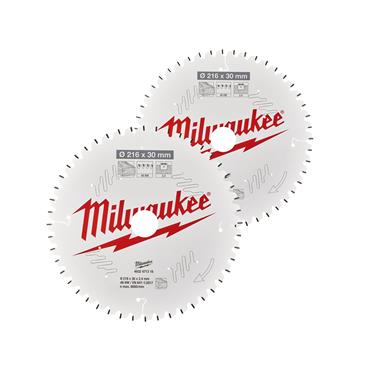 MILWAUKEE 4932479575 Circular Saw Blades for Mitre Saws, 216 x 48T/60T, Pack of 2